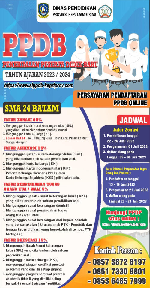 Penerimaan Peserta Didik Baru ( PPDB ) SMAN 24 BATAM  Tahun 2023/2024